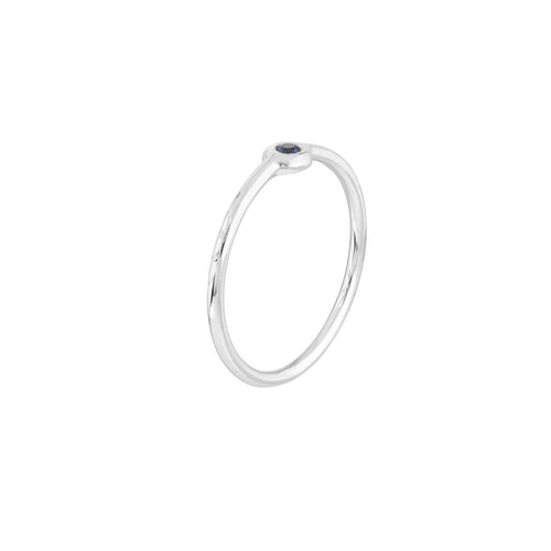14K White Gold Bezel Set Sapphire Ring - Queen May