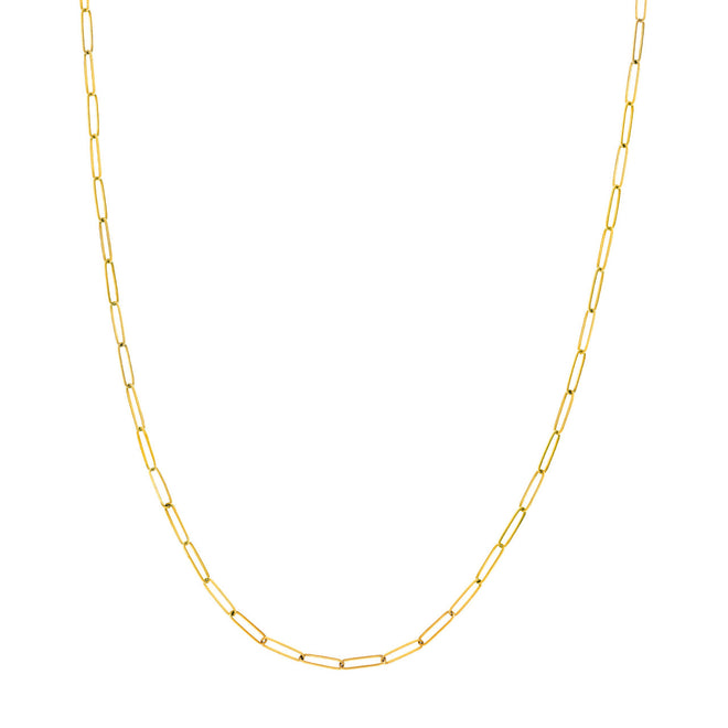 14K Gold Ultra Thin 2.6mm Paperclip Chain Necklace - Queen May