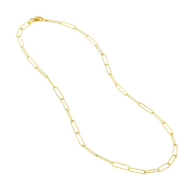 14K Gold Thin 3.4mm Paperclip Chain Necklace - Queen May