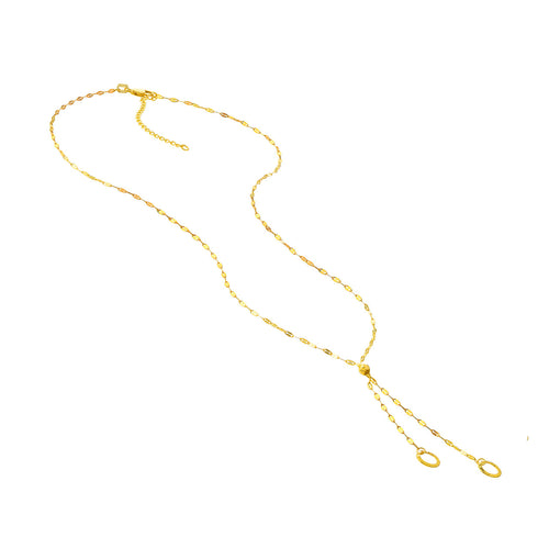 14K Yellow Gold Circle Lariat Necklace - Queen May