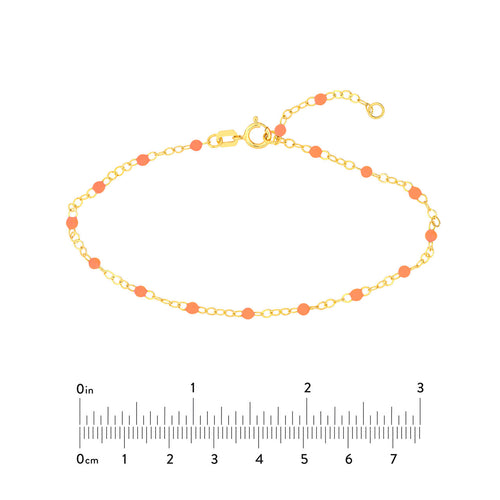 14K Yellow Gold Baby Pink Enamel Bead Piatto Bracelet - Queen May