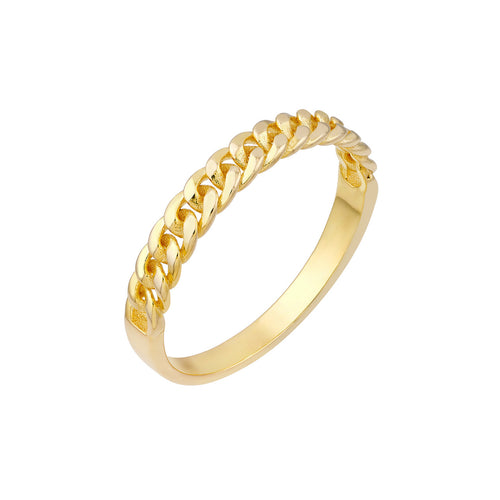 14K Yellow Gold Curb Chain Band - Queen May