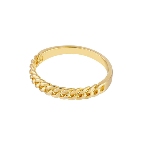 14K Yellow Gold Curb Chain Band - Queen May