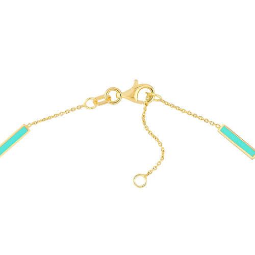 14K Yellow Gold Turquoise Enamel Alternating Bar Anklet - Queen May