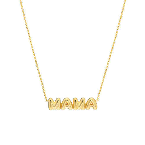 14K Yellow Gold Puff ''Mama'' Pendant Necklace - Queen May