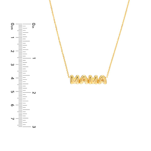 14K Yellow Gold Puff ''Mama'' Pendant Necklace - Queen May