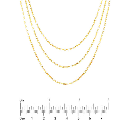 14K Yellow Gold Triple Graduated Box Link Necklace - Queen May