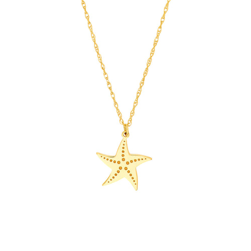 14K Yellow Gold Starfish Pendant Necklace - Queen May