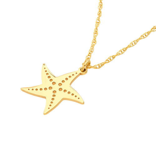 14K Yellow Gold Starfish Pendant Necklace - Queen May