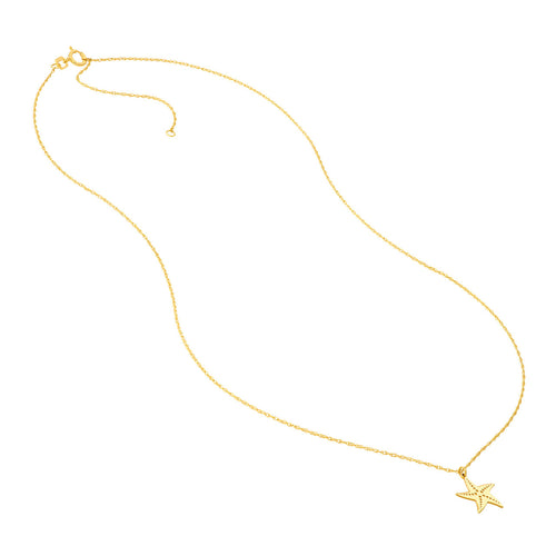 14K Yellow Gold Starfish Pendant Necklace - Queen May