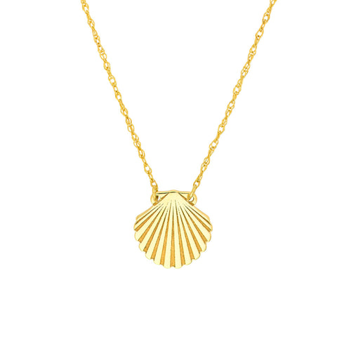 14K Yellow Gold Seashell Pendant Necklace - Queen May