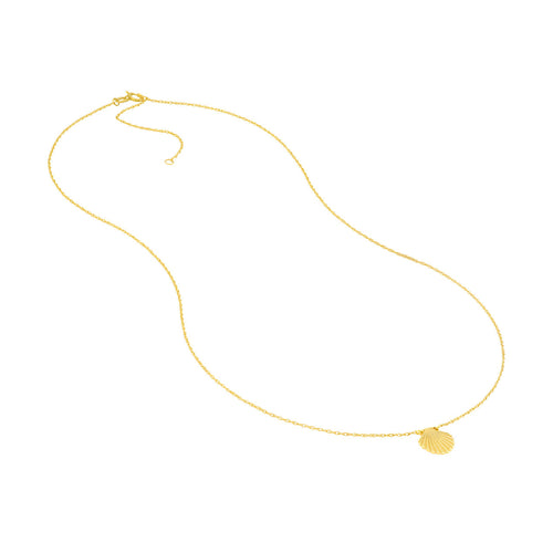 14K Yellow Gold Seashell Pendant Necklace - Queen May