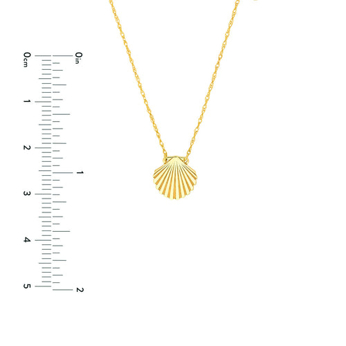 14K Yellow Gold Seashell Pendant Necklace - Queen May