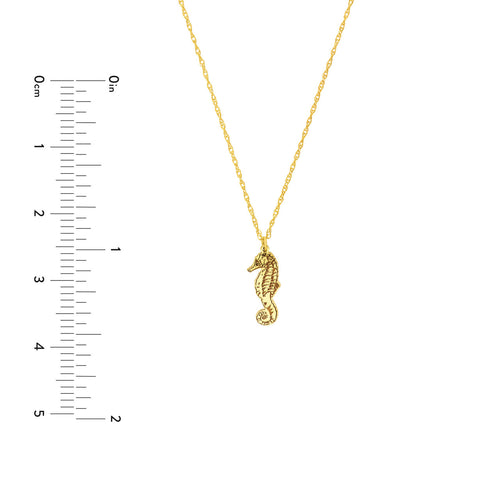 14K Yellow Gold Seahorse Pendant Necklace - Queen May