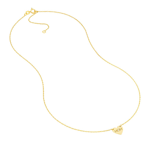 14K Yellow Gold Mom Diamond Pendant Necklace - Queen May