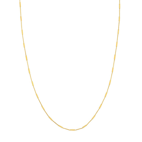 14K Yellow Gold Bar Station Cable Chain - Queen May