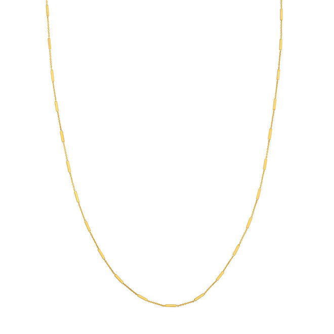 14K Yellow Gold Bar Station Cable Chain - Queen May