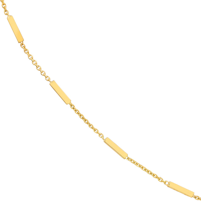 14K Yellow Gold Bar Station Cable Chain - Queen May