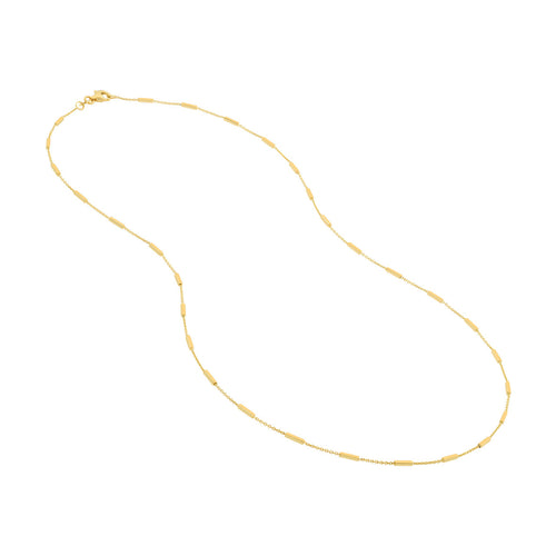 14K Yellow Gold Bar Station Cable Chain - Queen May