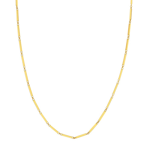 14K Yellow Gold Rectangle Bar Station Chain - Queen May