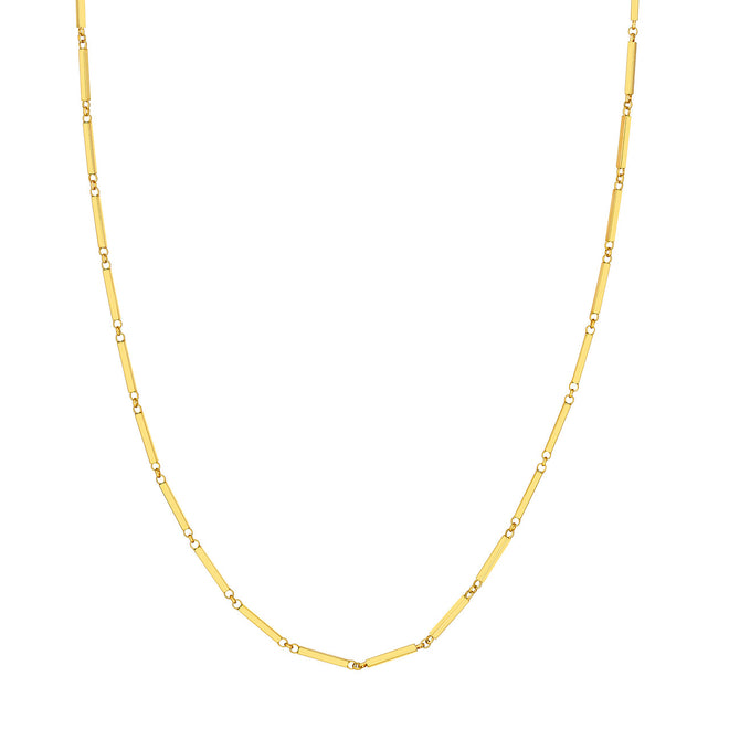 14K Yellow Gold Rectangle Bar Station Chain - Queen May