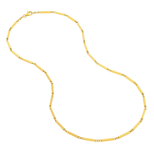 14K Yellow Gold Rectangle Bar Station Chain - Queen May