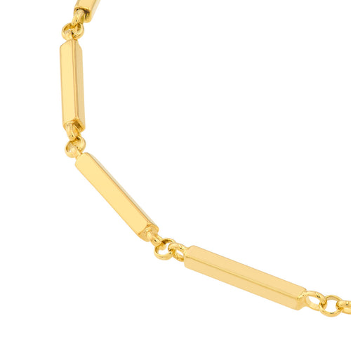 14K Yellow Gold Rectangle Bar Station Chain - Queen May