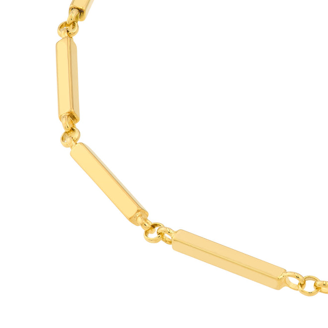 14K Yellow Gold Rectangle Bar Station Chain - Queen May