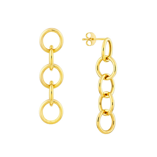 14K Yellow Gold Round Endless Link Dangle Earrings - Queen May