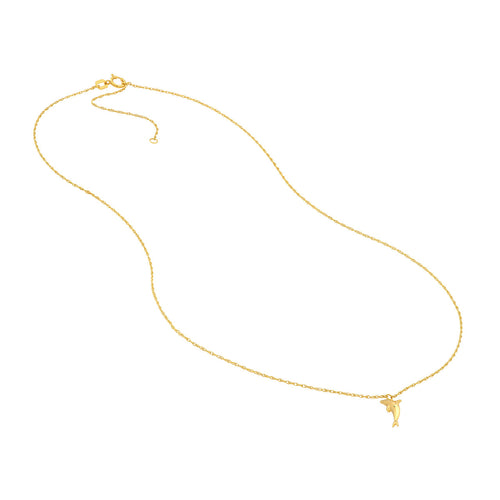 14K Yellow Gold Dolphin Pendant Necklace - Queen May