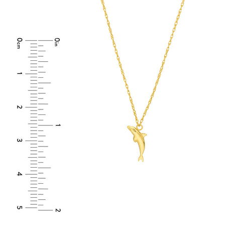 14K Yellow Gold Dolphin Pendant Necklace - Queen May