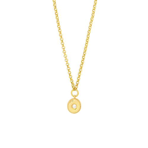 14K Yellow Gold 0.10 Carat Diamond Puff Charm Pendant - Queen May