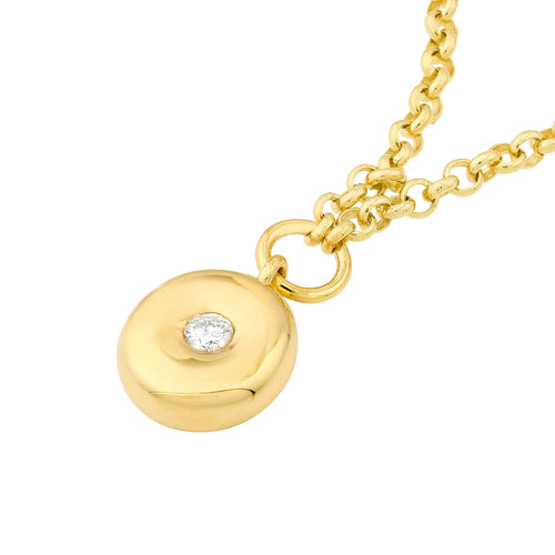 14K Yellow Gold 0.10 Carat Diamond Puff Charm Pendant - Queen May