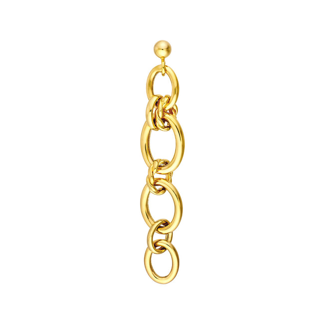 14K Yellow Gold Polished Oval Link Dangle Earrings - Queen May