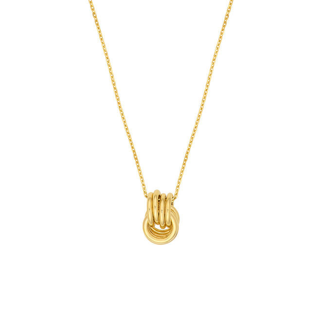 14K Yellow Gold Love Knot Cable Pendant - Queen May