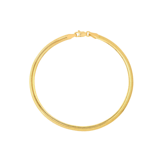 14K Yellow Gold 3.50mm Oval Snake Chain Bracelet - Queen May