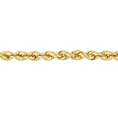 14K Yellow Gold 2.9mm Hollow Rope Chain Bracelet - Queen May