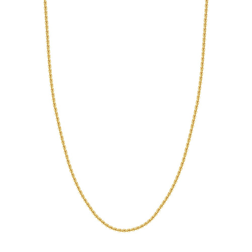 14K Yellow Gold 2.7mm Hollow Rope Chain Necklace - Queen May