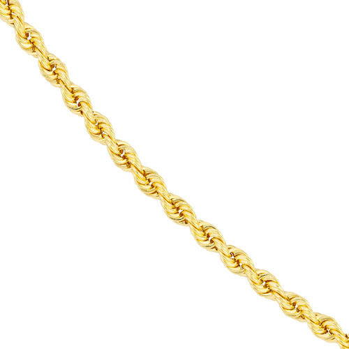 14K Yellow Gold 2.7mm Hollow Rope Chain Necklace - Queen May