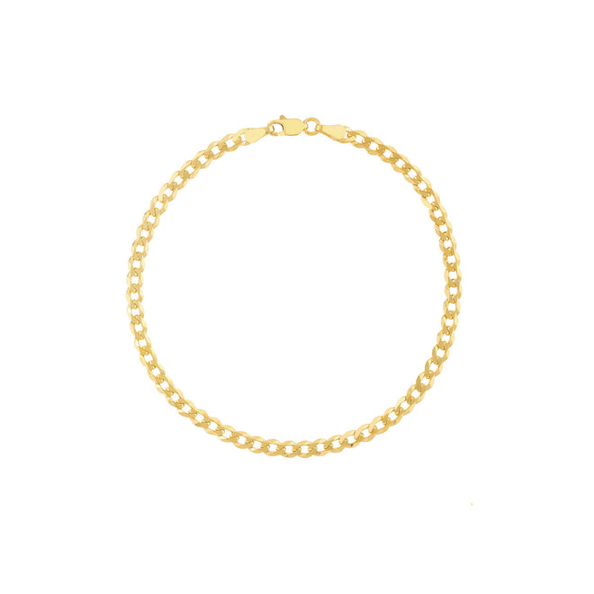 14K Yellow Gold 3.7mm Curb Link Chain Bracelet - Queen May