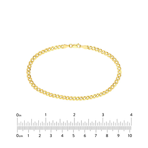 14K Yellow Gold 3.7mm Curb Link Chain Bracelet - Queen May