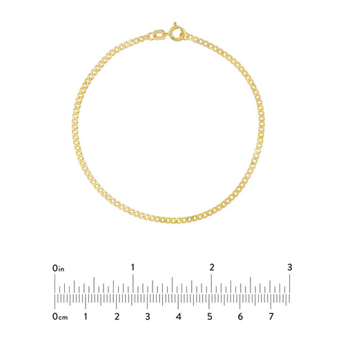 14K Gold 1.95mm Open Curb Link Chain Bracelet - Queen May