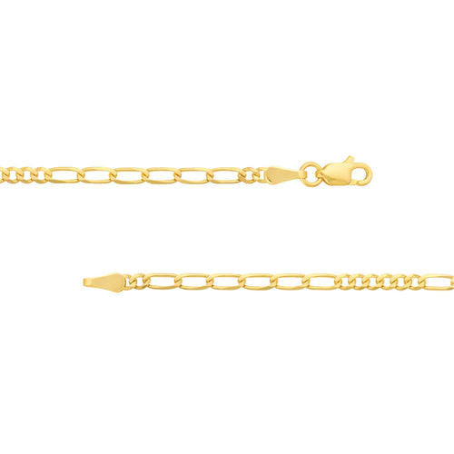 14K Yellow Gold 2.3mm Figaro Chain Bracelet - Queen May