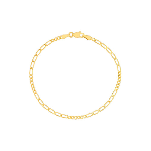 14K Yellow Gold 2.3mm Figaro Chain Bracelet - Queen May