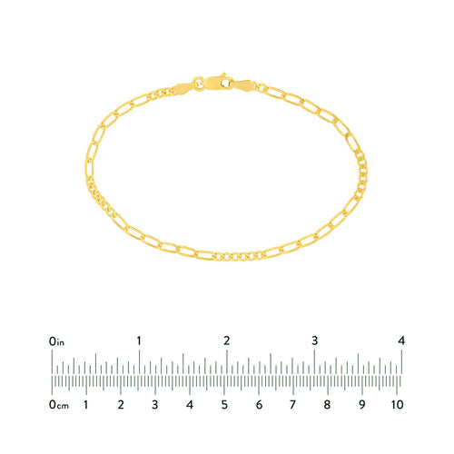 14K Yellow Gold 2.3mm Figaro Chain Bracelet - Queen May