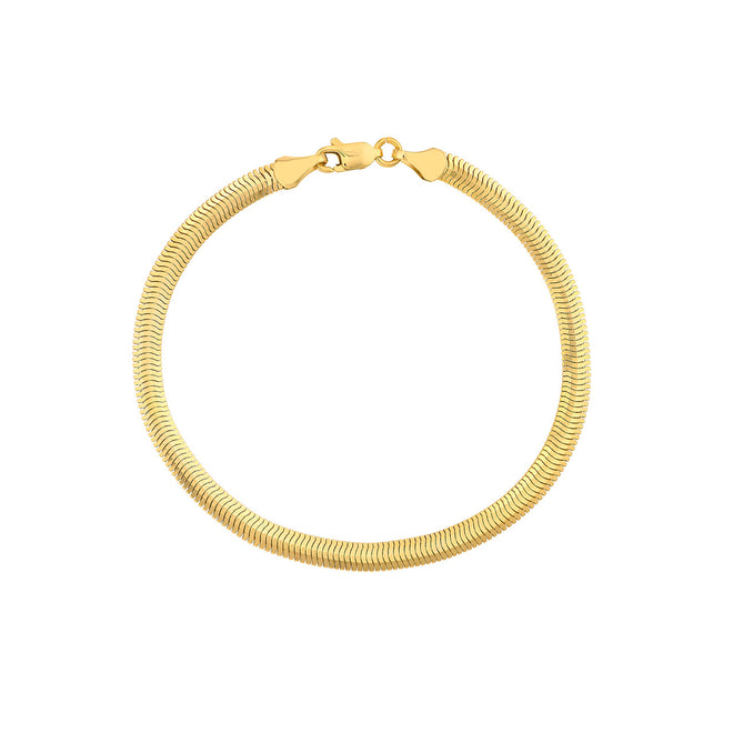 14K Yellow Gold Herringbone Bracelet - Queen May