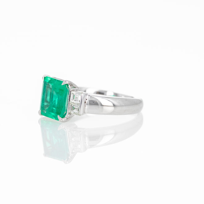 Platinum 1.93 Carat Emerald Asscher Diamond Ring - Queen May