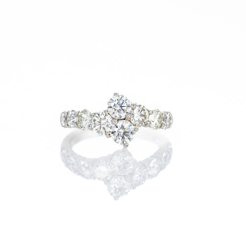 Platinum 2 Carat Round Diamond Bypass Ring - Queen May