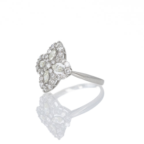 Platinum 1 Carat Diamond Marquise Cluster Halo Ring - Queen May