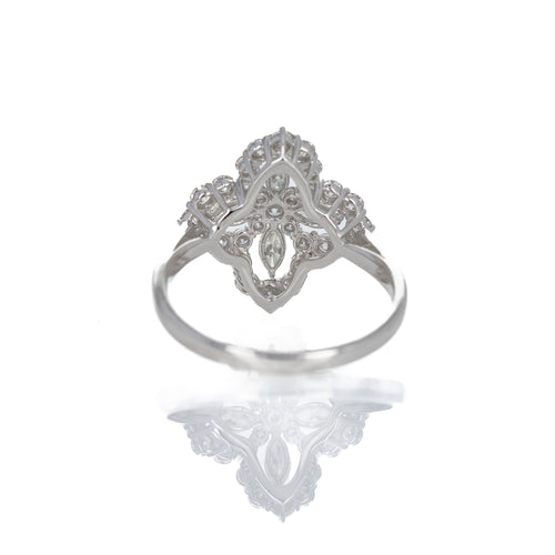 Platinum 1 Carat Diamond Marquise Cluster Halo Ring - Queen May